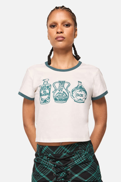 Black Friday - Witches Print Baby Tee - cream