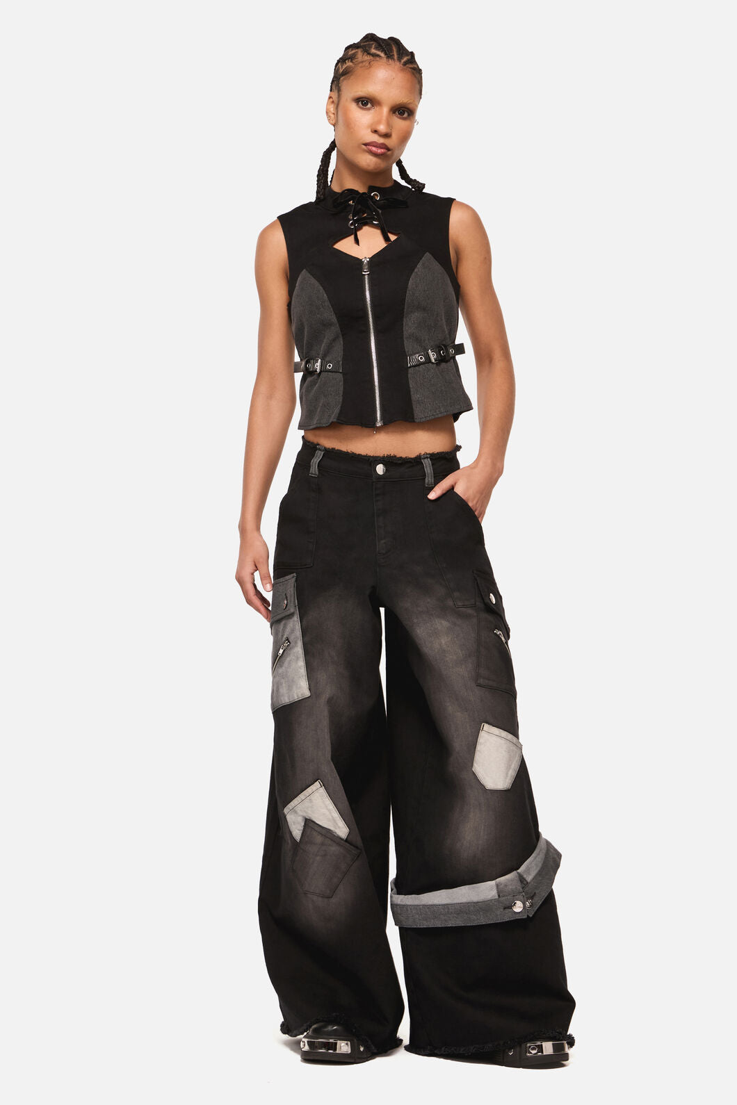 Black Friday - Vixi Cyber Tech Cargo Jean - black-grey