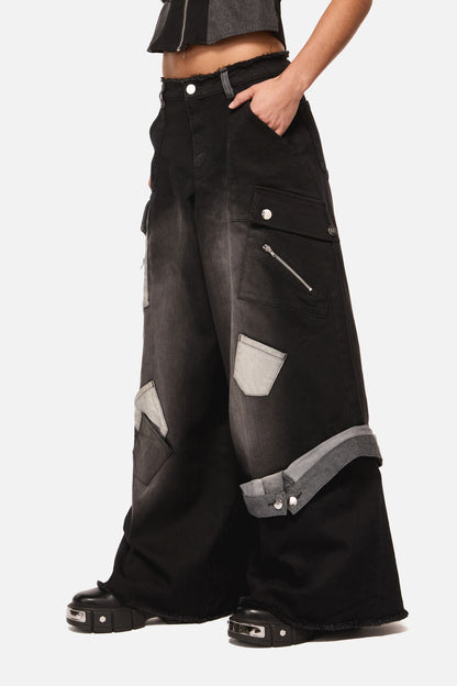 Black Friday - Vixi Cyber Tech Cargo Jean - black-grey