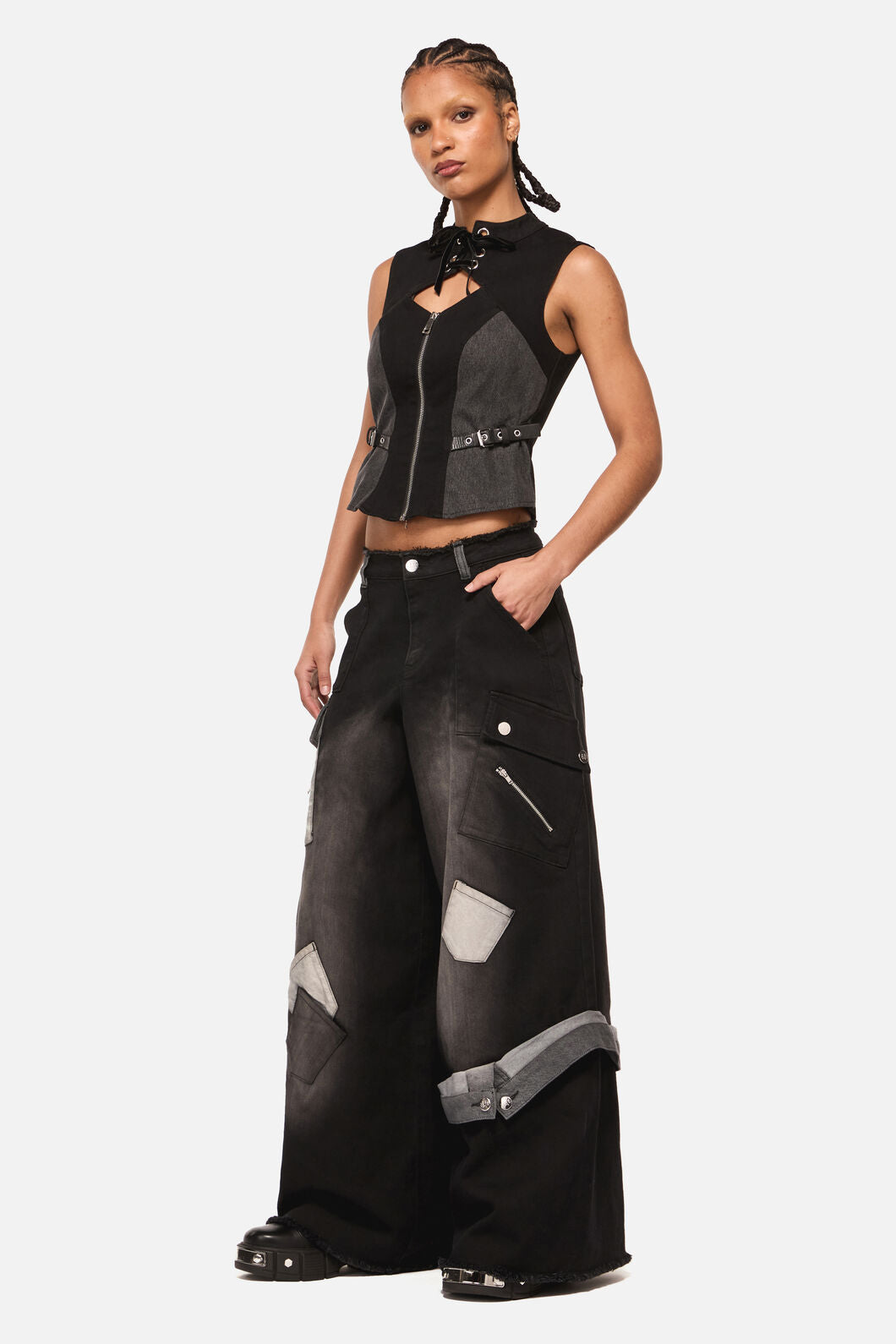 Black Friday - Vixi Cyber Tech Cargo Jean - black-grey