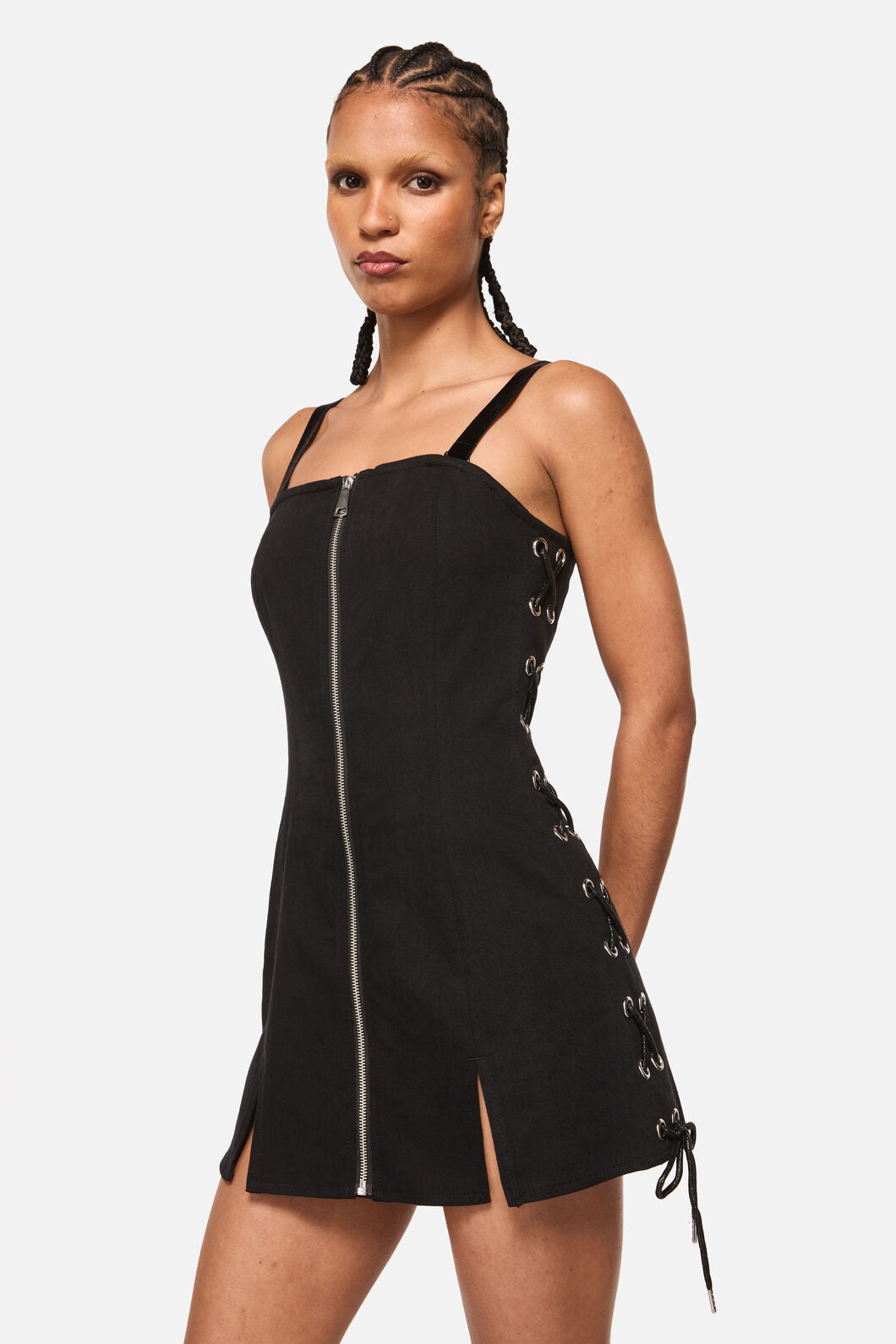 Black Friday - Thunder Denim Zip Mini Dress - black