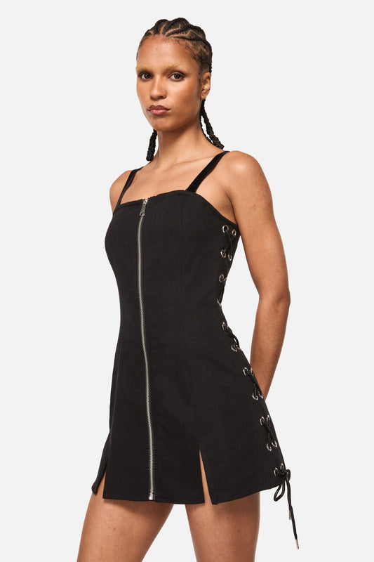 Black Friday - Thunder Denim Zip Mini Dress - black