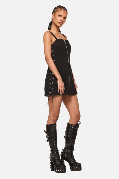 Black Friday - Thunder Denim Zip Mini Dress - black