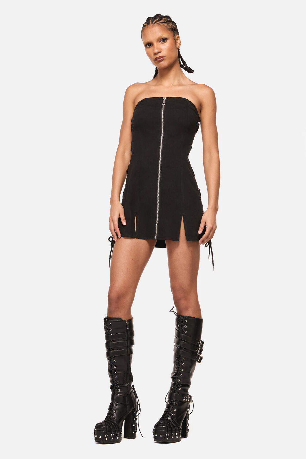 Black Friday - Thunder Denim Zip Mini Dress - black