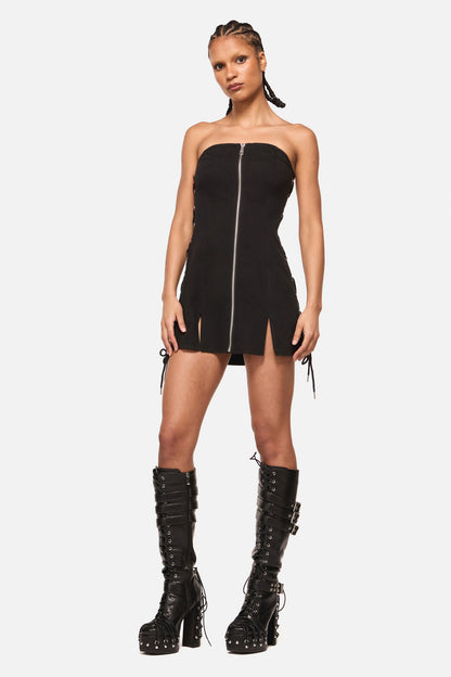 Black Friday - Thunder Denim Zip Mini Dress - black