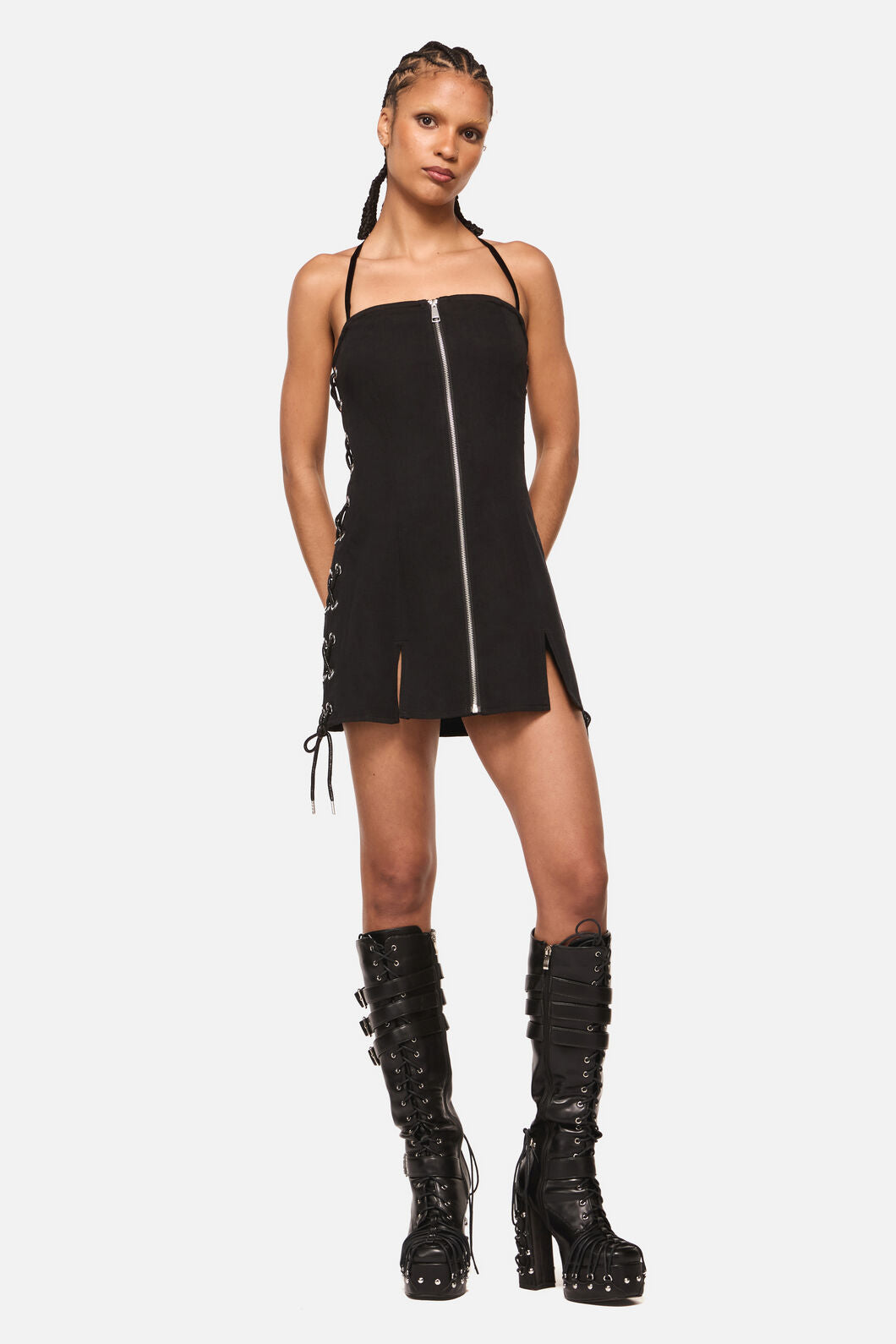 Black Friday - Thunder Denim Zip Mini Dress - black