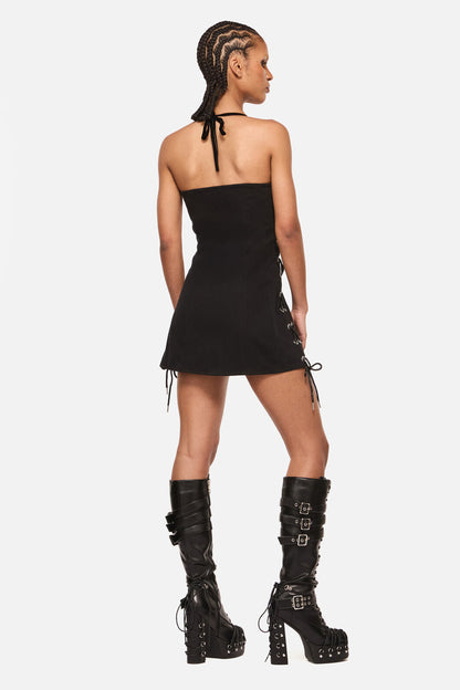 Black Friday - Thunder Denim Zip Mini Dress - black