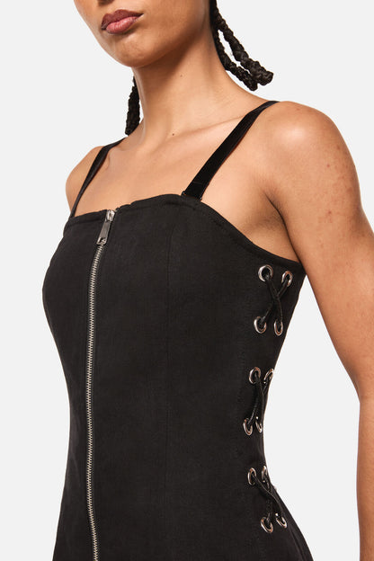 Black Friday - Thunder Denim Zip Mini Dress - black