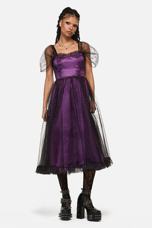 Black Friday - Gothic Diamante Formal Dress - plum