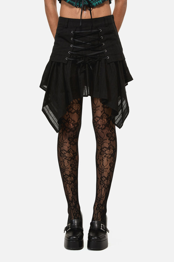 Black Friday - Witches Lacing Hanky Skirt - black