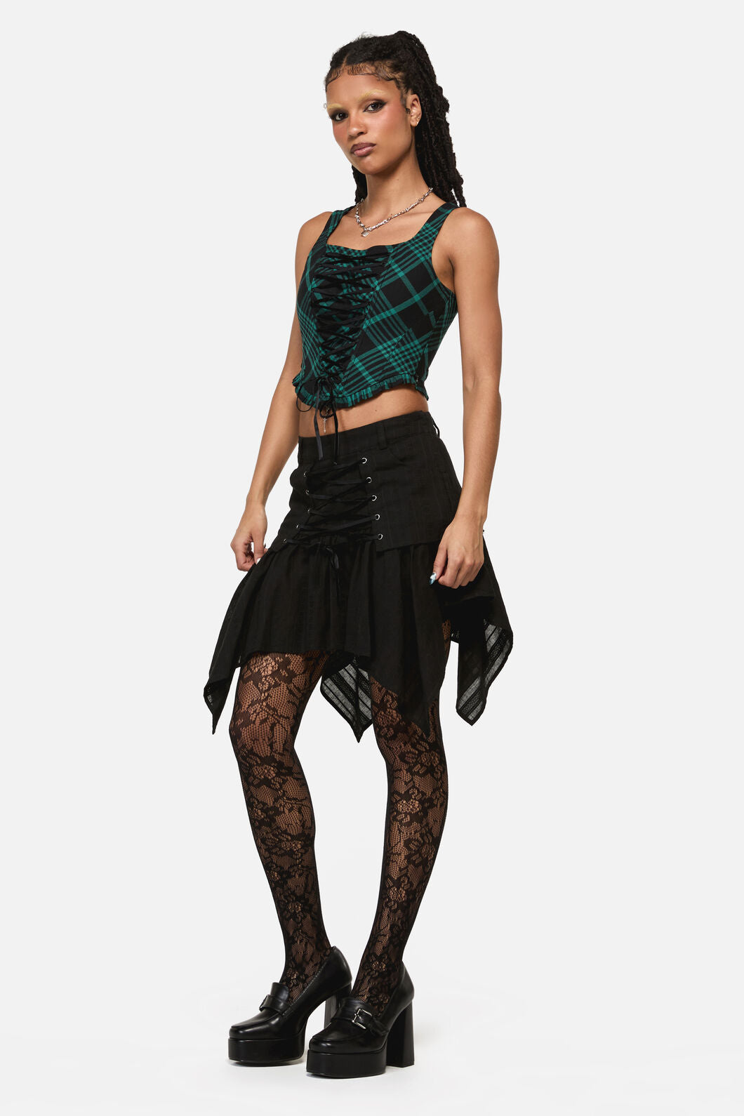 Black Friday - Witches Lacing Hanky Skirt - black