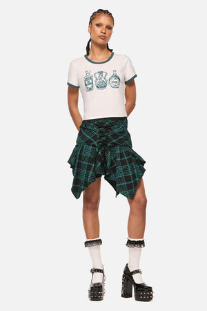Black Friday - Conjuring Tartan Hanky Skort - black-sage