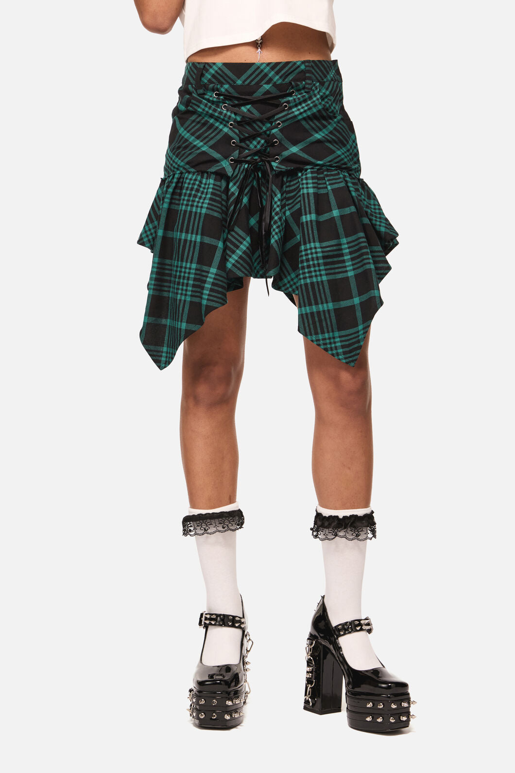 Black Friday - Conjuring Tartan Hanky Skort - black-sage