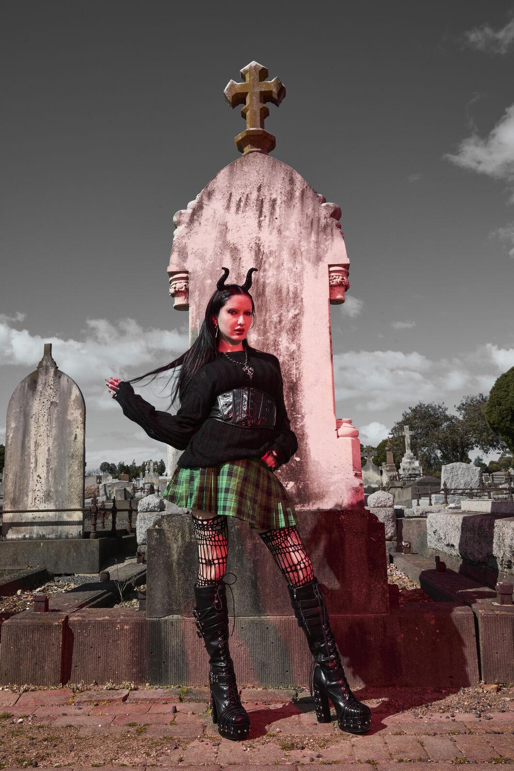 Black Friday - Wired Tartan Skort - green-black