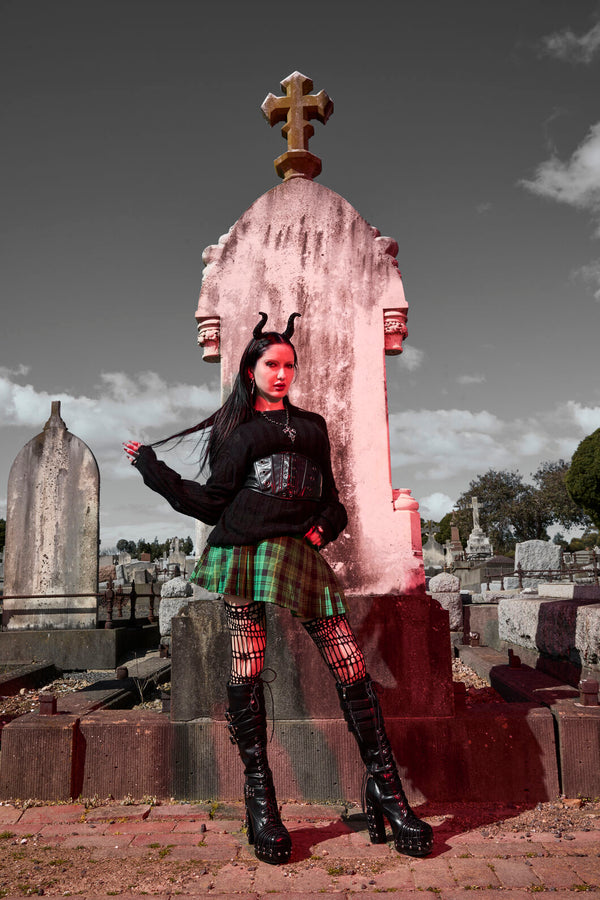 Black Friday - Wired Tartan Skort - green-black