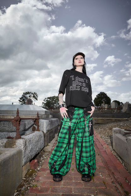 Black Friday - Wired Tartan Cargo Pant - green-black