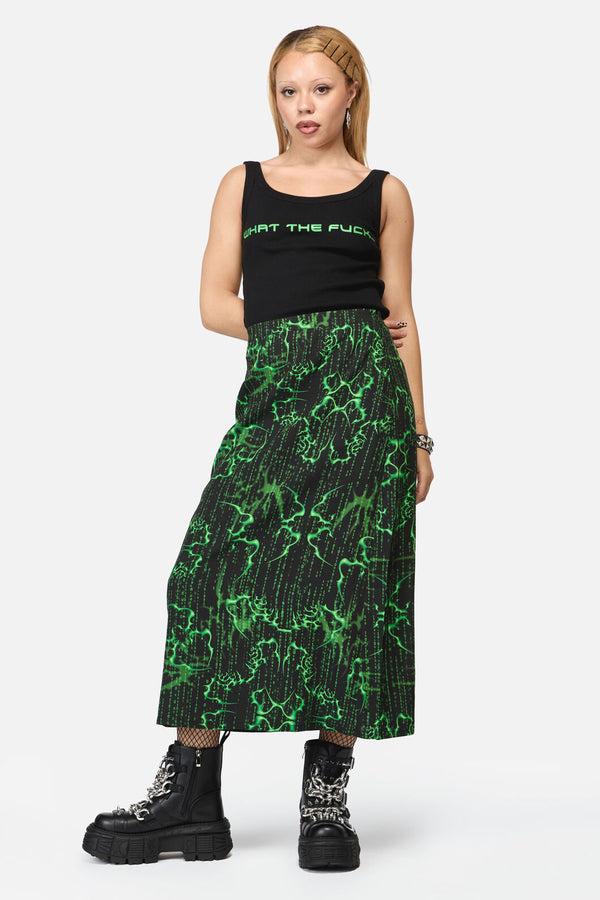 Black Friday - Main Frame Print Midi Skirt - green-black