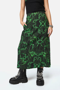 Black Friday - Main Frame Print Midi Skirt - green-black