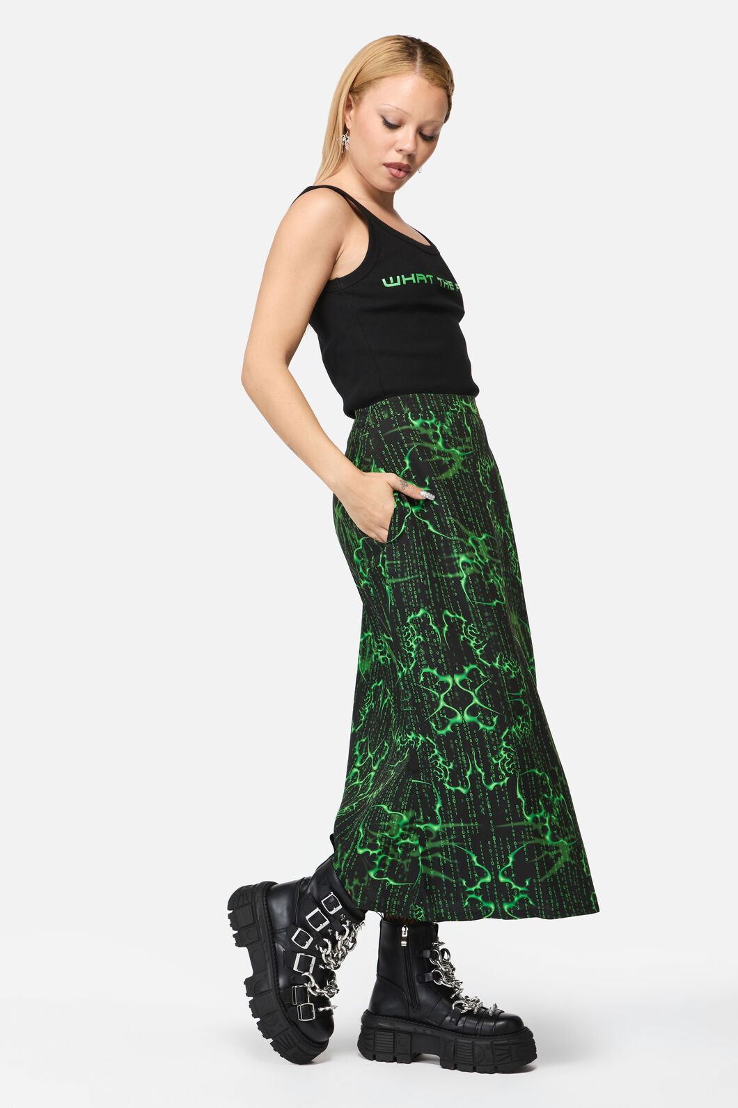 Black Friday - Main Frame Print Midi Skirt - green-black