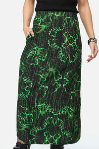 Black Friday - Main Frame Print Midi Skirt - green-black