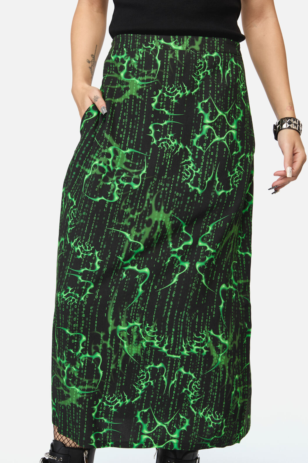 Black Friday - Main Frame Print Midi Skirt - green-black