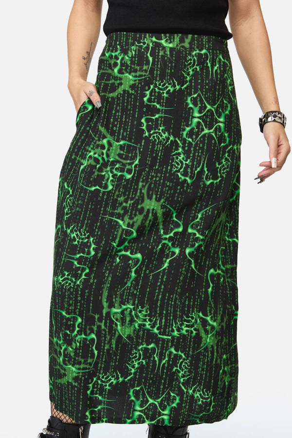Black Friday - Main Frame Print Midi Skirt - green-black