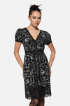 Black Friday - Barbaric Print Goth Dress - black-white