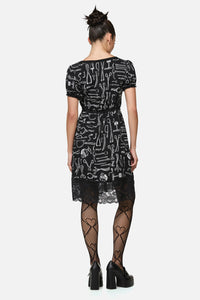 Black Friday - Barbaric Print Goth Dress - black-white