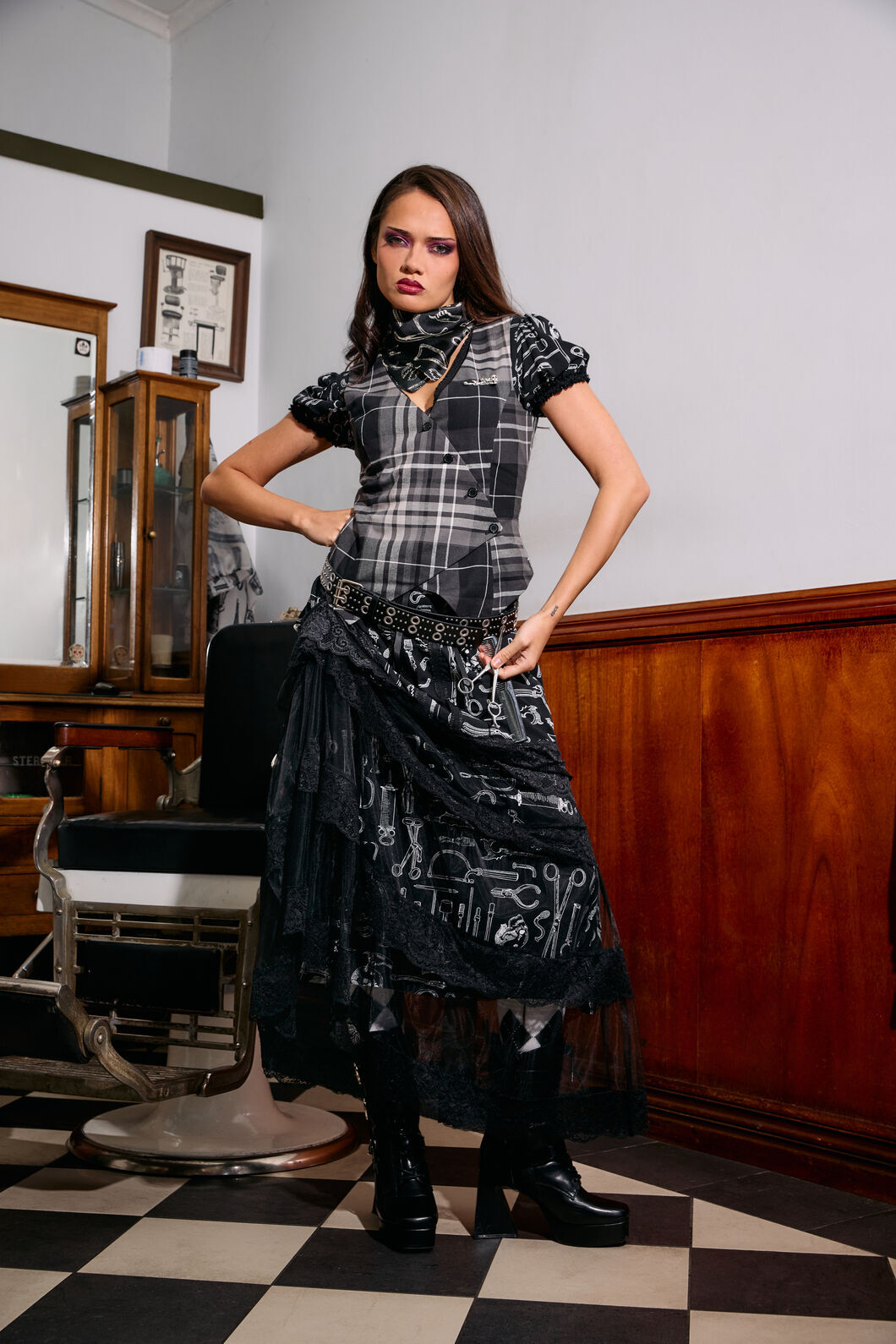 Black Friday - Barbaric Goth Lace Midi Skirt - black