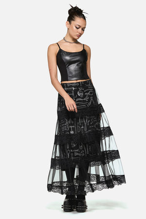 Black Friday - Barbaric Goth Lace Midi Skirt - black
