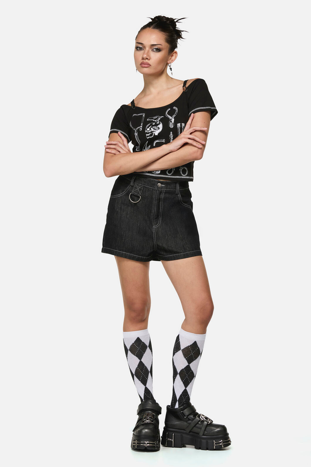 Black Friday - Snips Goth Print Short - black