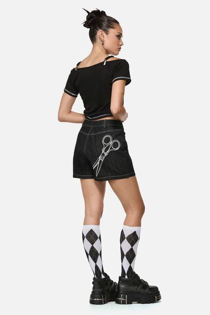 Black Friday - Snips Goth Print Short - black