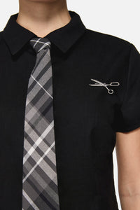 Black Friday - Snips Tie Trim Goth Blouse - black