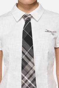 Black Friday - Snips Tie Trim Goth Blouse - white