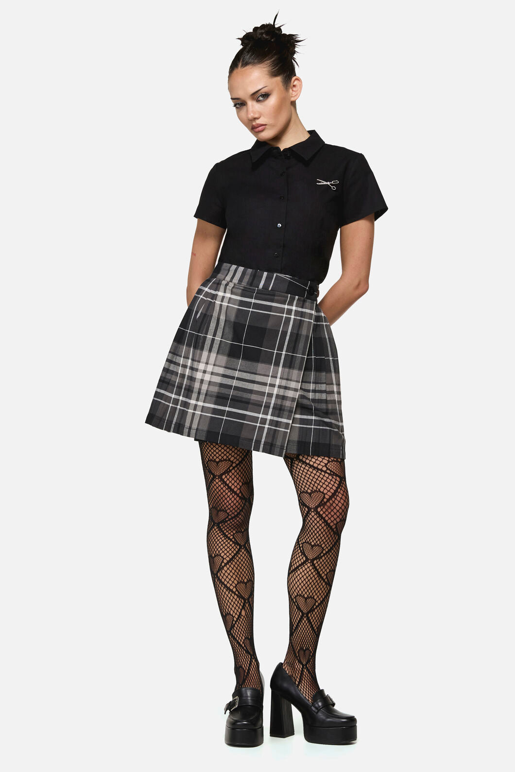 Black Friday - Lovett Goth Tartan Mini Skirt - grey