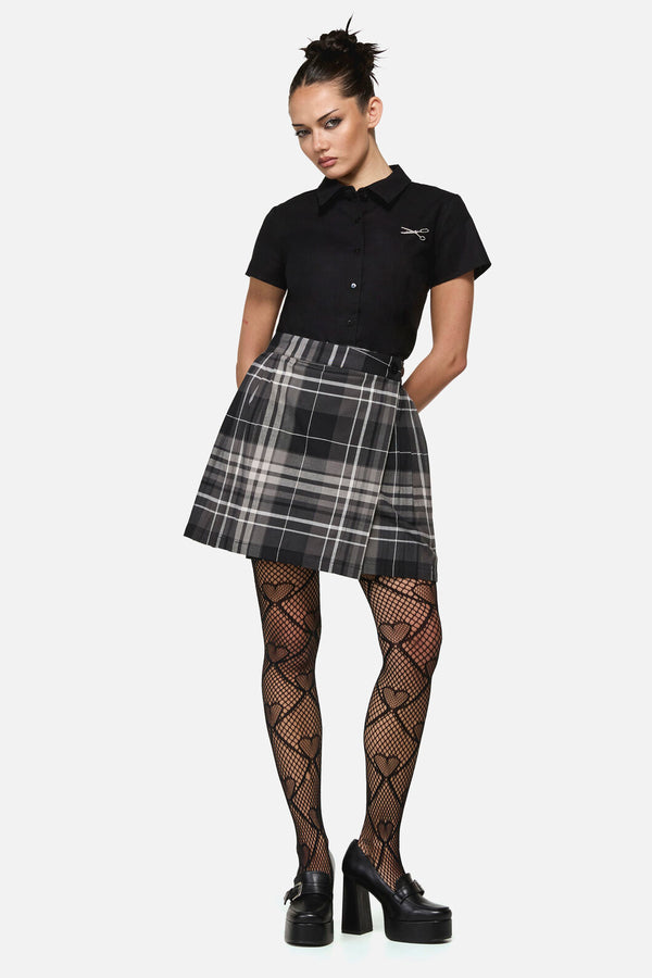 Black Friday - Lovett Goth Tartan Mini Skirt - grey