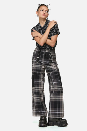 Black Friday - Lovett Goth Tartan Cargo Pant - grey