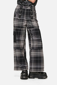 Black Friday - Lovett Goth Tartan Cargo Pant - grey