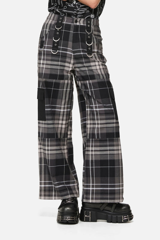 Black Friday - Lovett Goth Tartan Cargo Pant - grey