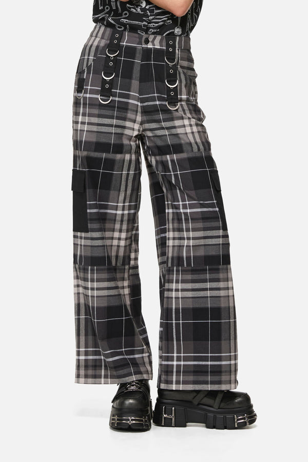 Black Friday - Lovett Goth Tartan Cargo Pant - grey