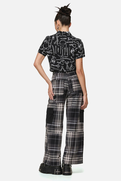 Black Friday - Lovett Goth Tartan Cargo Pant - grey