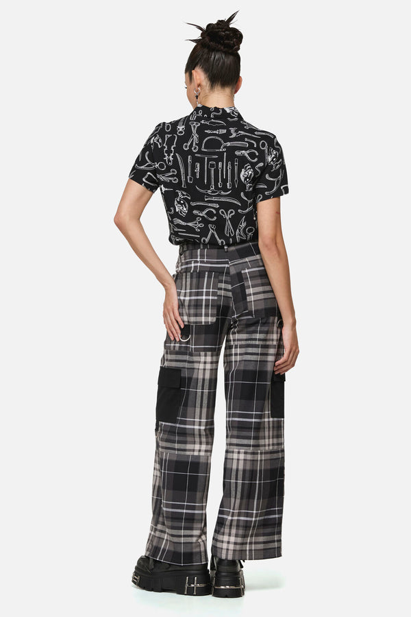 Black Friday - Lovett Goth Tartan Cargo Pant - grey
