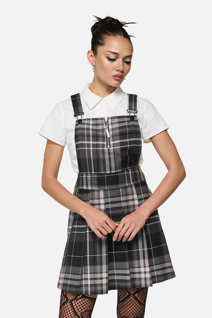 Black Friday - Lovett Goth Tartan Pinafore - grey