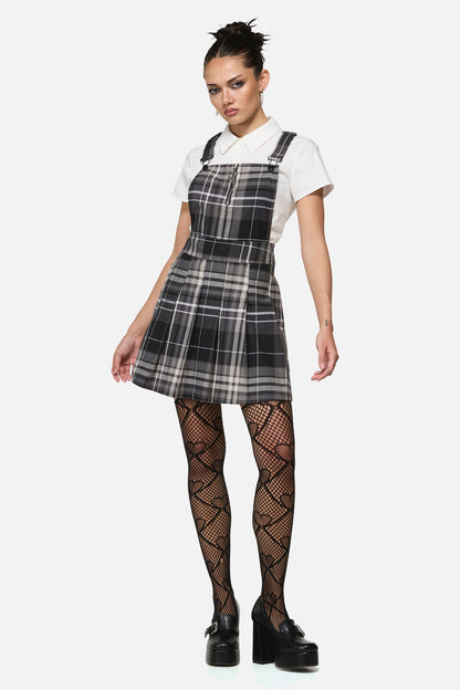 Black Friday - Lovett Goth Tartan Pinafore - grey