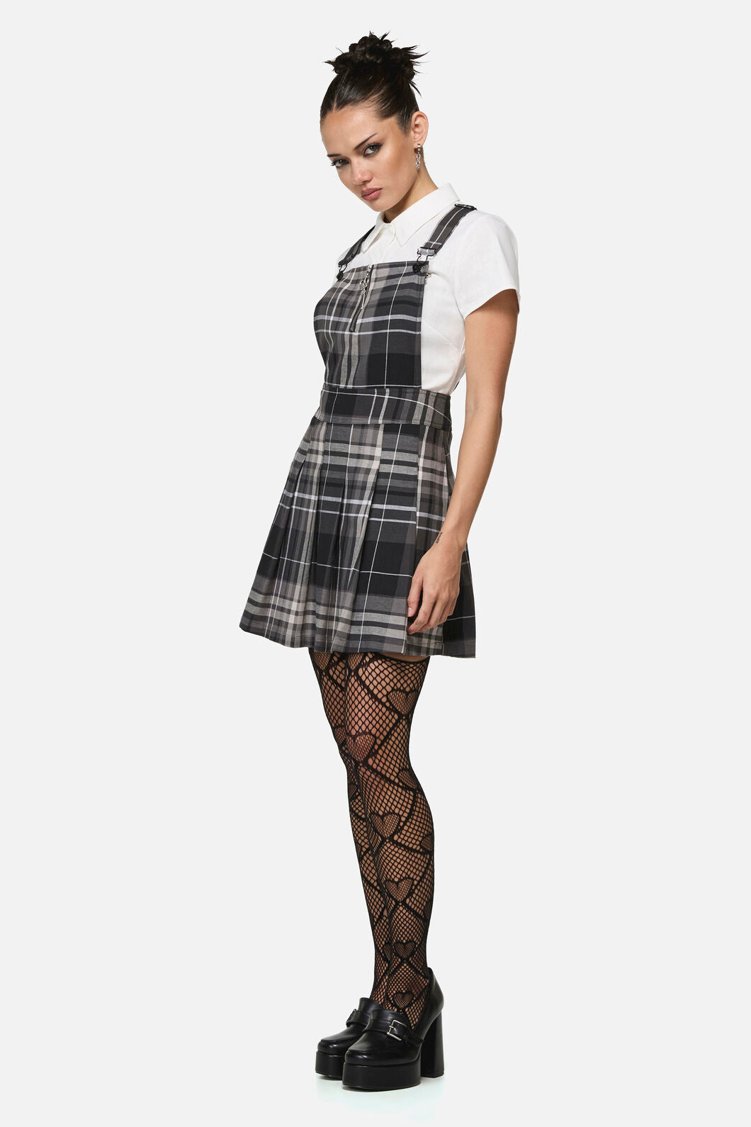 Black Friday - Lovett Goth Tartan Pinafore - grey