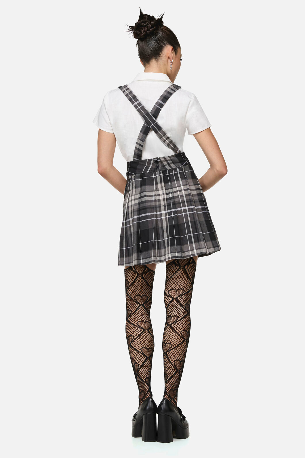 Black Friday - Lovett Goth Tartan Pinafore - grey