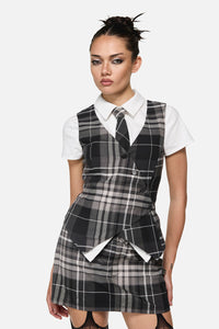 Black Friday - Lovett Tartan Goth Vest - grey