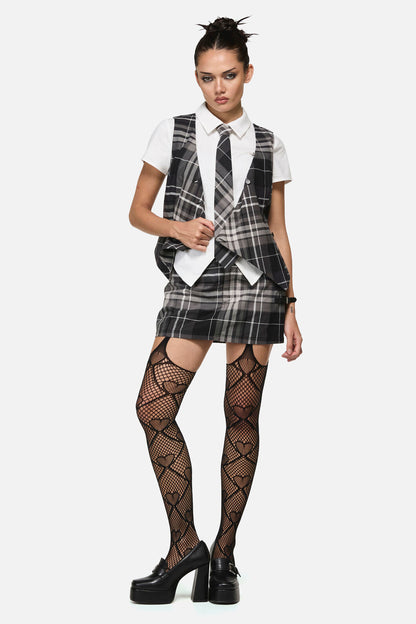 Black Friday - Lovett Tartan Goth Vest - grey