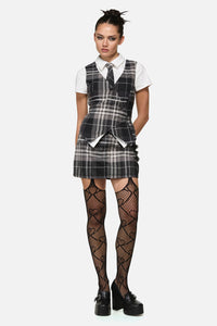 Black Friday - Lovett Tartan Goth Vest - grey