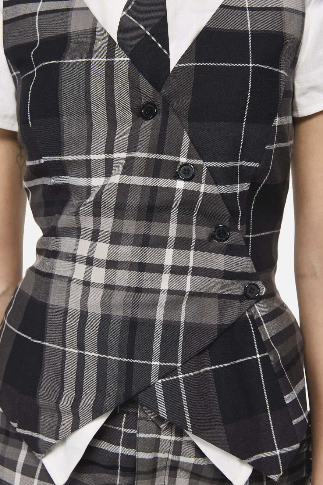 Black Friday - Lovett Tartan Goth Vest - grey